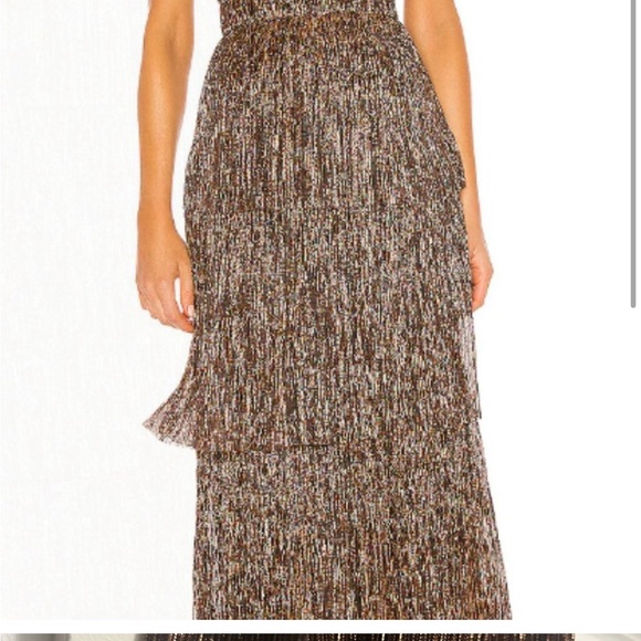 Sabina Musayev Skylar gown dress black gold bronze metallic - Picture 3 of 6